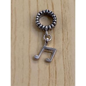 .925 Vintage Music Note dangly from Ornate Ring Sterling Silver Jewelry Charm